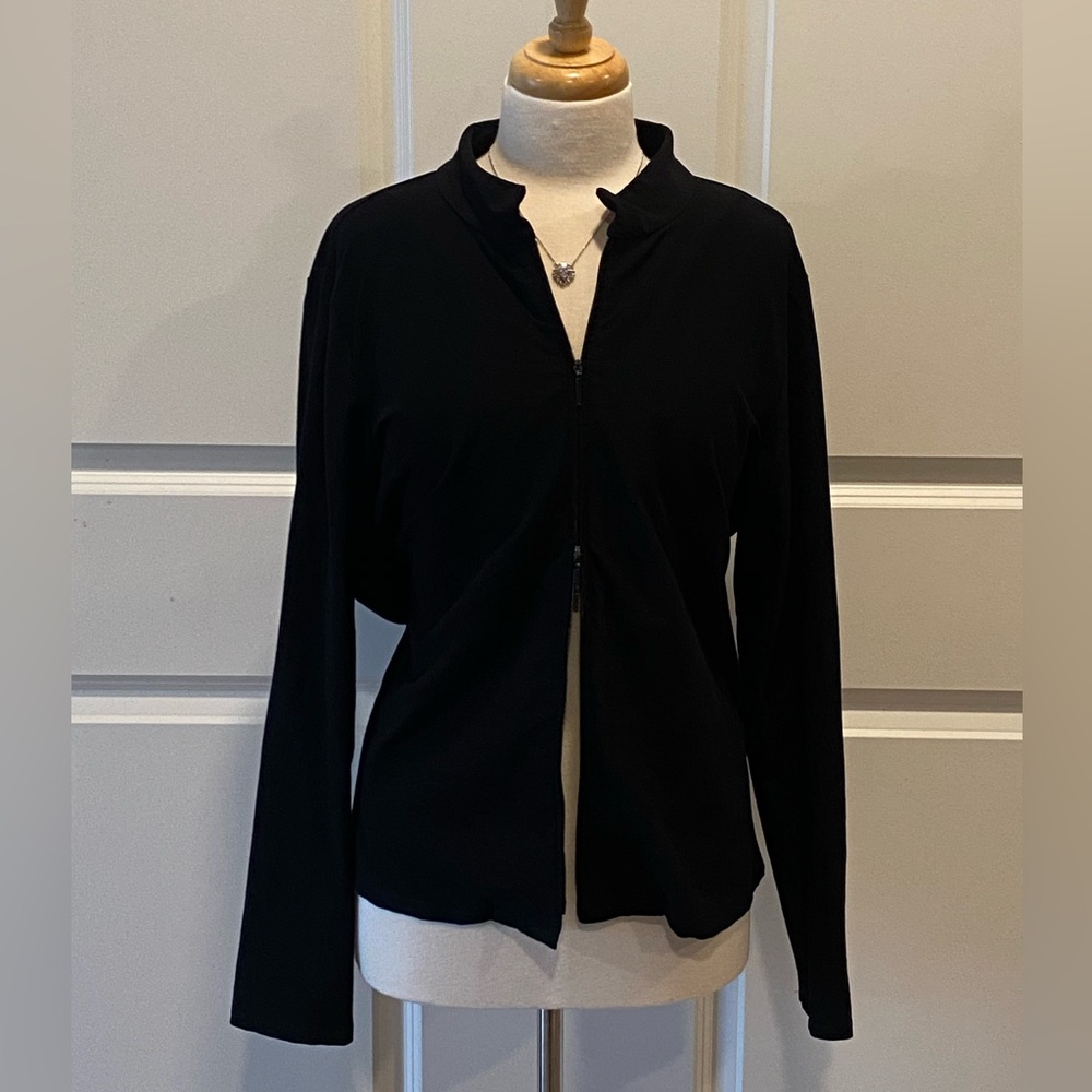 Eileen Fisher Jacket Sz Large Black Staple Capsule Casual Lagenlook Lightweight‎